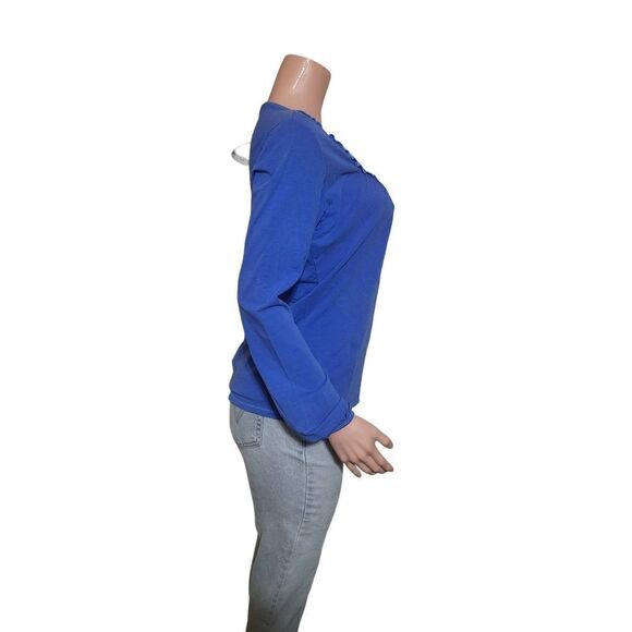 Pulp women's crew neck royal blue henley long sleeve top M - Picture 3 of 4